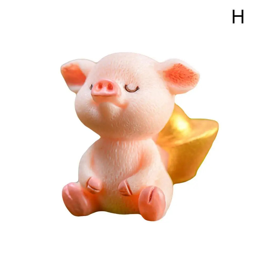 Niedliche Verzierung Harz Miniatur Geld Glück Schwein Figur Statue DIY Tisch Auto Armaturen brett Puppen für Ohrring Schlüssel bund Schmuck herstellung