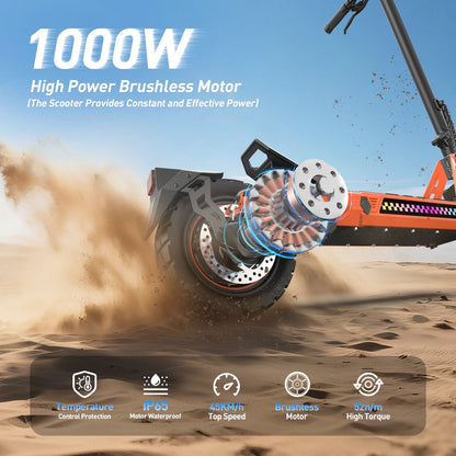 TOFUN TF3 Elektroroller 1000W Motor 48V13Ah Batterie Erwachsene Sport Road Mountain E-Scooter 10 Zoll Reifen Schnee Faltbarer EScooter