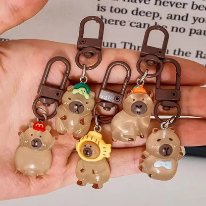 1-10Pcs Lustige Cartoon Capybara Schlüsselanhänger Frauen Männer Charme Harz Glänzend Flatback Tier Anhänger Schlüsselring Schmuck, Die Entdeckungen