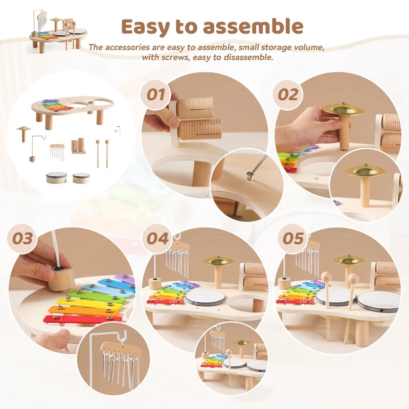 Baby Holz Montessori Spielzeug Bandstand Modell Abnehmbare Set Mobile Trommel Kinder Puzzle Lernen Spielzeug Für Neugeborene Geburtstag Geschenk