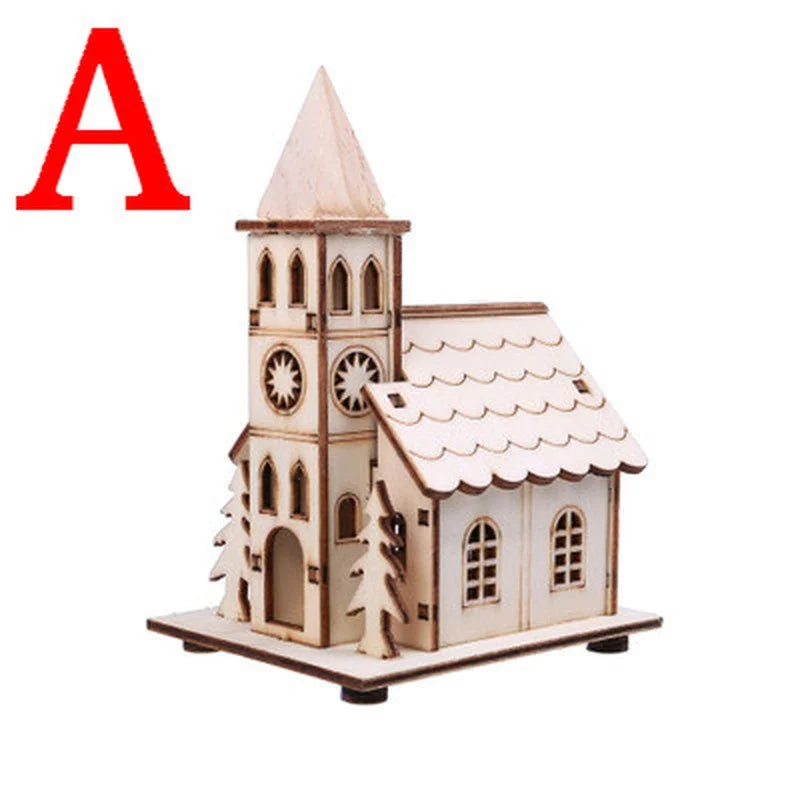 Festival Led Licht Holz Haus Weihnachtsbaum Dekorationen für Home Dekoration Holz Haus DIY Geschenk Fenster Dekoration