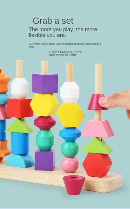 Montessori Holzspielzeug Farbform passendes Puzzlespiel Bunte Perlen Farbkognition Frühes Lernspielzeug Geschenk für Kinder