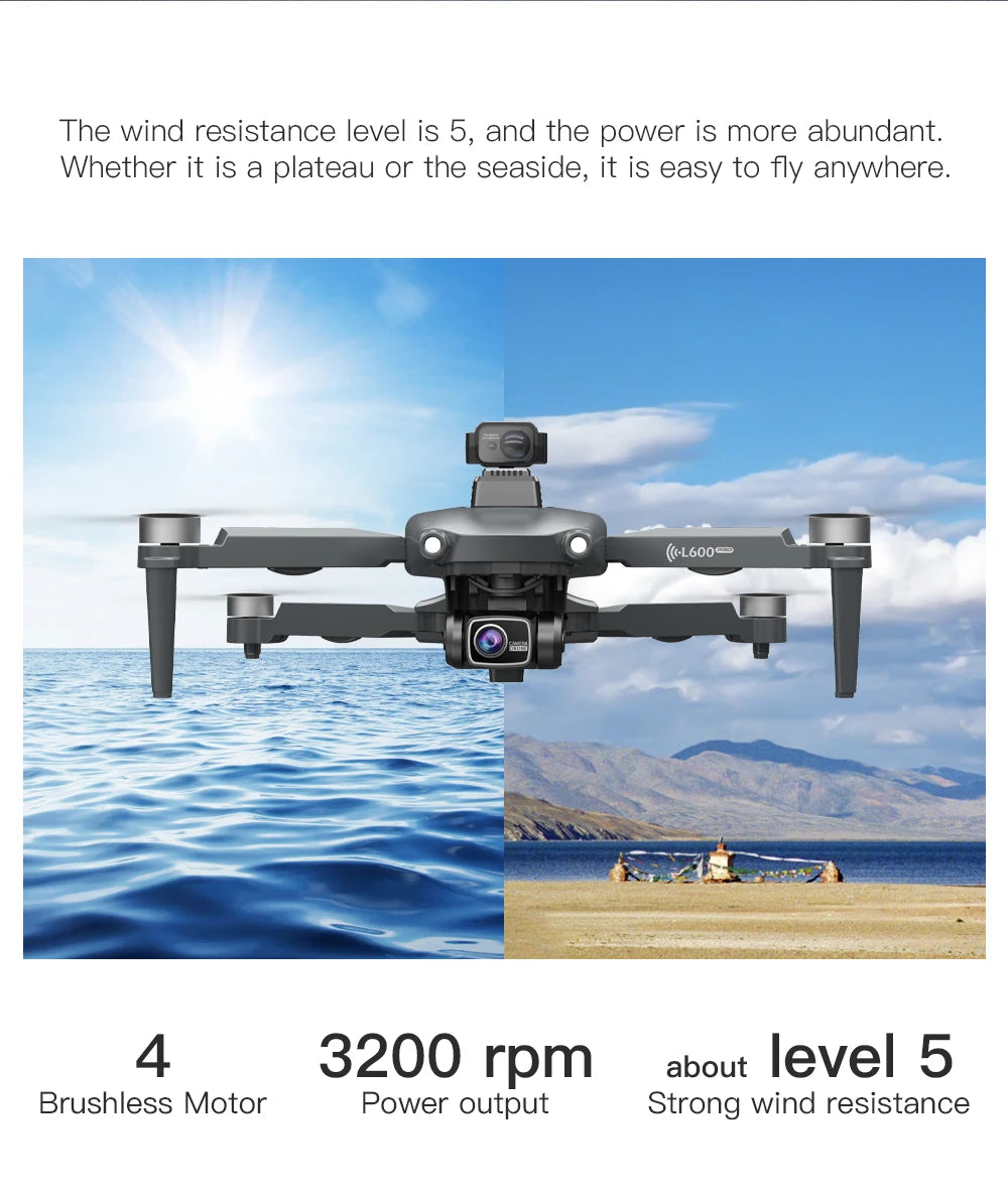L600 PRO GPS-Drohne, professionelle 4K HD Dual-Kamera 360° °   Hindernisvermeidung Bürstenloser Motor 5G WIFI FPV RC Quadcopter Spielzeug Eders