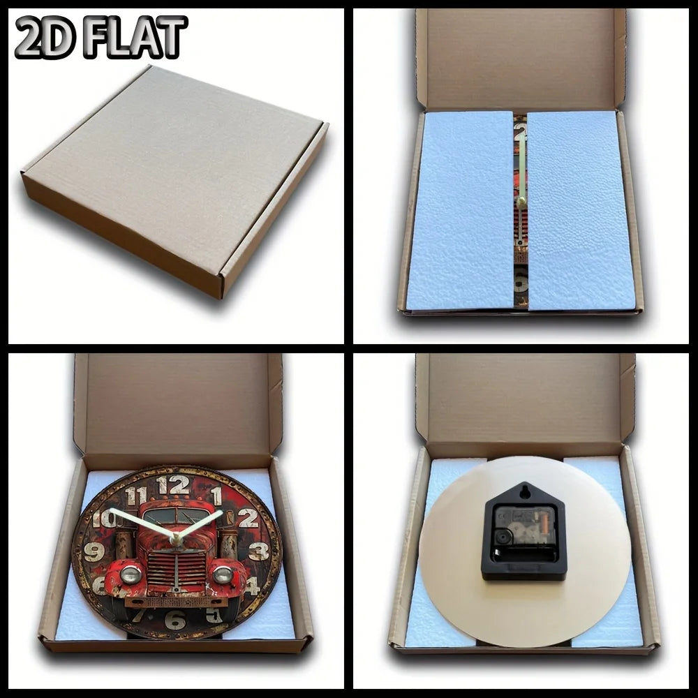 Nicht tickende Holz-Wanduhr – geräuschloser Betrieb, Weihnachtsdorf-Szene mit Schneemann, roter Tür und Schneeflocken – batteriebetrieben