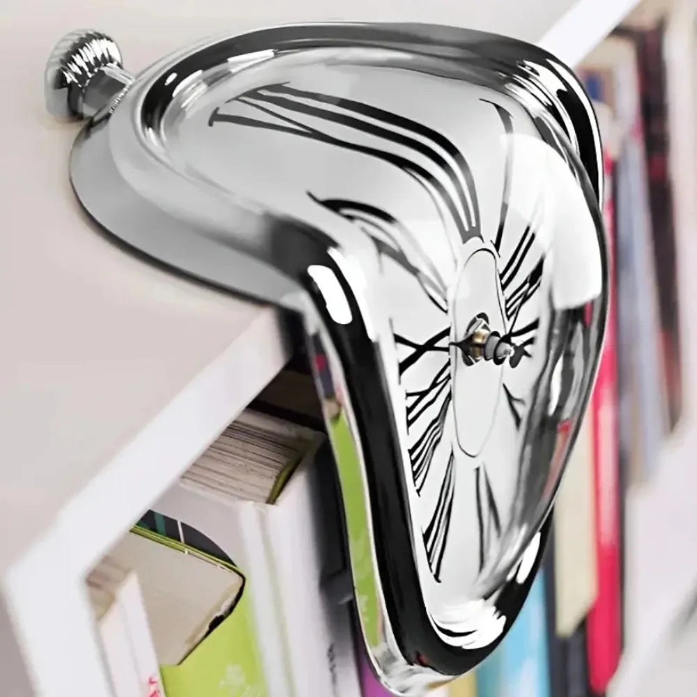 Vintage Silber gedrehte Schmelzuhr kreative schmelzende rechtwinklige stille Uhr Dekoration Home Office