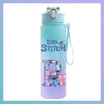 750 ml Lilo Stitch Brief A-Z Gedruckt Wasser Flasche Große Kapazität Trinken Tragbare Anime Outdoor Sport Wasser Tasse KINDER geschenk Gym
