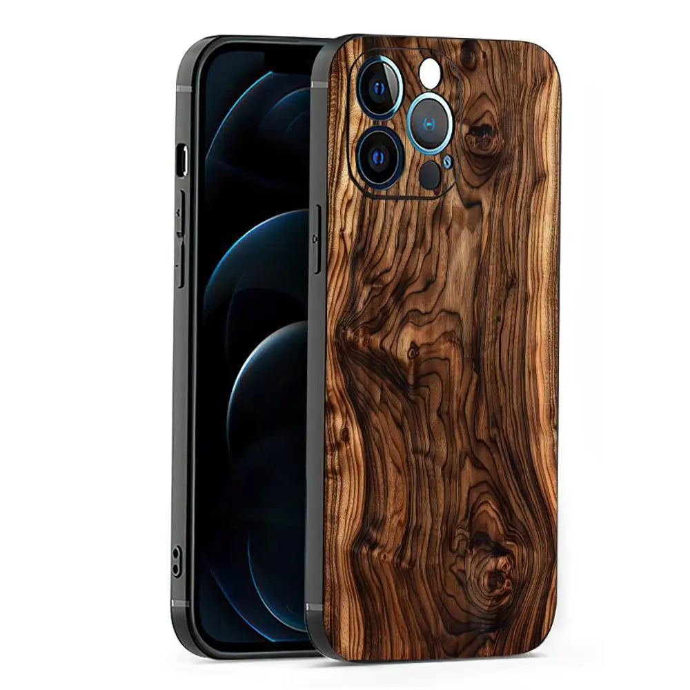 Kreative Handyhülle mit Holzmaserungsmuster, geeignet für iPhone 17, 16, 15, 14, 13, 12, 11, Pro/Max/Plus, All-Inclusive-Frosted-Softshell