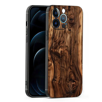 Kreative Handyhülle mit Holzmaserungsmuster, geeignet für iPhone 17, 16, 15, 14, 13, 12, 11, Pro/Max/Plus, All-Inclusive-Frosted-Softshell
