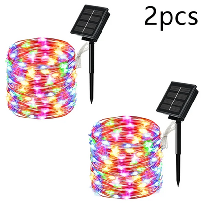 7m/12m/22m/32m LED Solar Licht Outdoor Garten Fee String Licht Led funkeln Wasserdichte Lampe für Weihnachten Terrasse Baum Party