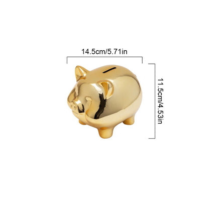Sparschwein aus Keramik, goldenes Schweinchen, niedliches Münzsparschwein, Glücksschwein, Dekoration, kreative Heimtextilien, einfacher Zugang, Geldbanken, Neu