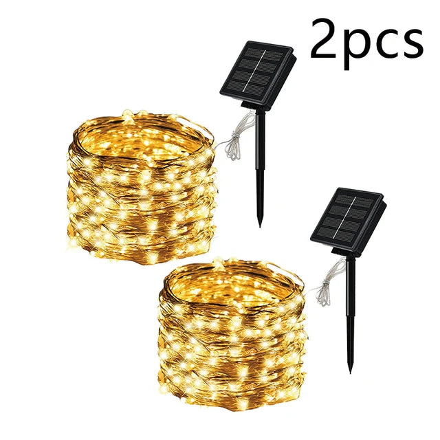 7m/12m/22m/32m LED Solar Licht Outdoor Garten Fee String Licht Led funkeln Wasserdichte Lampe für Weihnachten Terrasse Baum Party