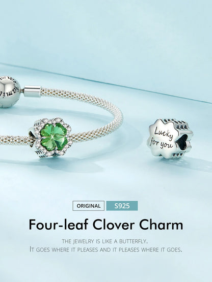 WOSTU Charms-Anhänger aus 925er-Sterlingsilber, grüner Baum des Lebens, Glücksklee-Perlen, passend für Original-Armbänder, Halsketten, DIY-Schmuck, Geschenk