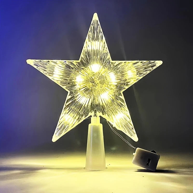 15 cm Weihnachtsdekoration, leuchtender Baumspitze, glitzernder leuchtender Stern, Weihnachtsbaumschmuck für Heimdekoration, Navidad, Neujahr 2026 Geschenk