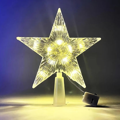15 cm Weihnachtsdekoration, leuchtender Baumspitze, glitzernder leuchtender Stern, Weihnachtsbaumschmuck für Heimdekoration, Navidad, Neujahr 2026 Geschenk