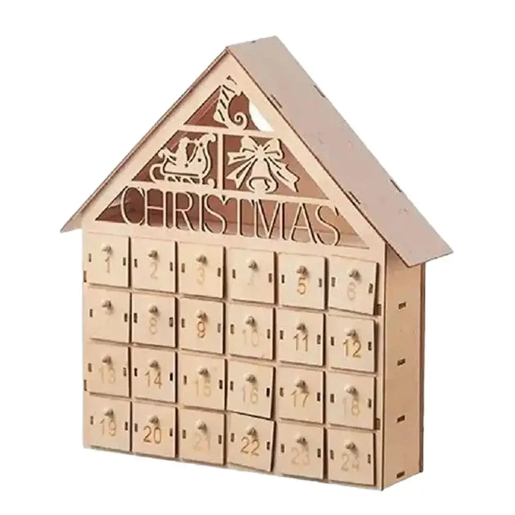 Weihnachts-Adventskalender, 24-Tage-Countdown-Dekoration, Weihnachten, wiederverwendbare Holzdekoration, Tischplatte, abnehmbar, A8i6