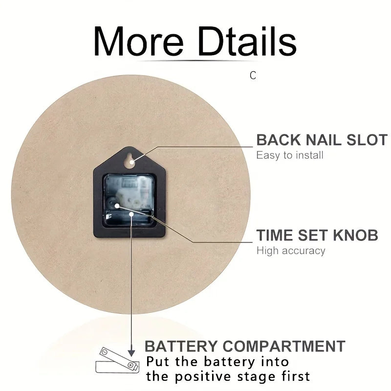 Nicht tickende Holz-Wanduhr – geräuschloser Betrieb, Weihnachtsdorf-Szene mit Schneemann, roter Tür und Schneeflocken – batteriebetrieben