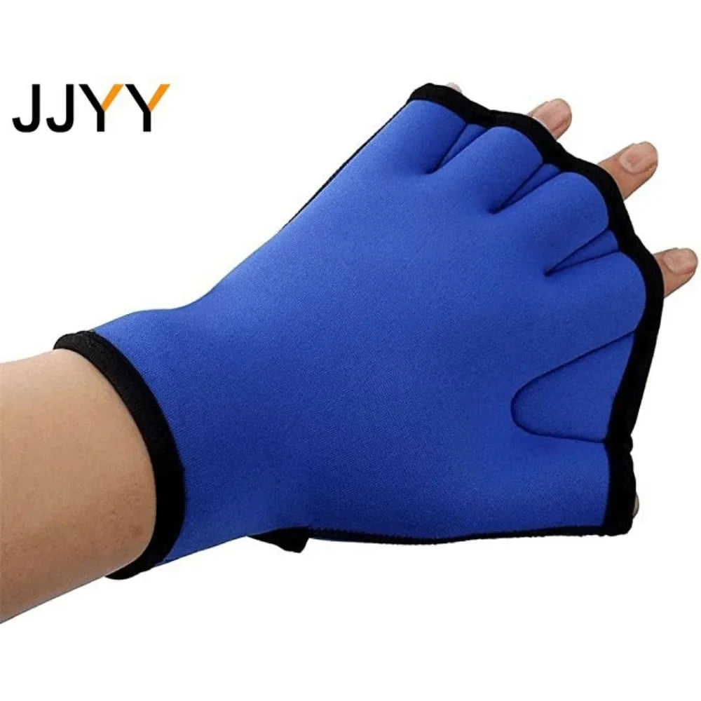 Schwimmtrainingshandschuhe, Neopren-Fitness-Wasserbeständigkeitshandschuhe mit Schwimmhäuten zum Schwimmen und Tauchen, mit verstellbarem Handschlaufe