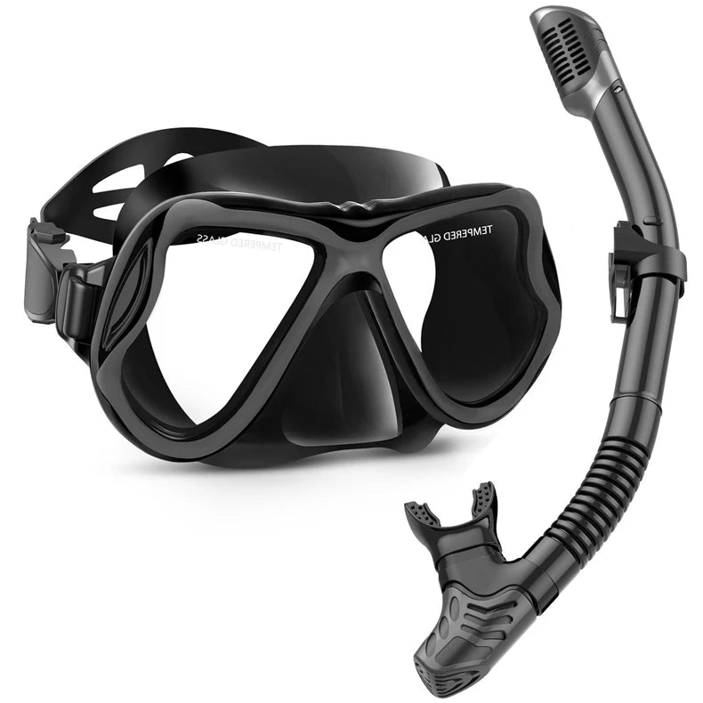 Professionelles Antibeschlag-Schnorchelset für Erwachsene – Set aus Panorama-Tauchmaske und Schwimmtrainingsgeräten aus gehärtetem Glas