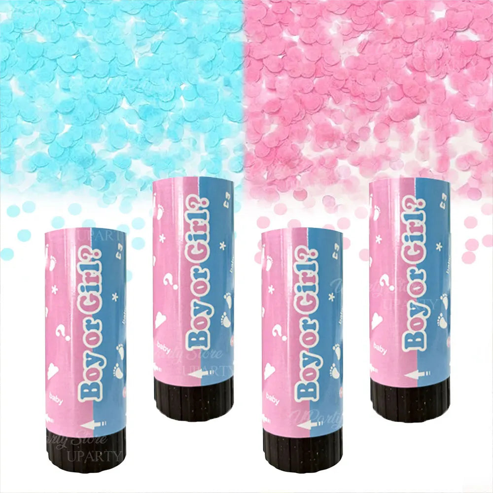 8 Stück rosa blaue Konfetti-Popper-Kanone für Geschlecht offenbaren blau rosa Papier-Konfetti-Shooter für Geburtstag, Hochzeit, Party, Dekoration, Gastgeschenk