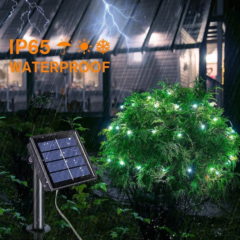7m/12m/22m/32m LED Solar Licht Outdoor Garten Fee String Licht Led funkeln Wasserdichte Lampe für Weihnachten Terrasse Baum Party