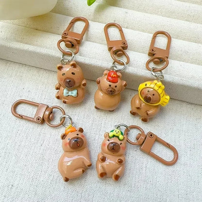 1-10Pcs Lustige Cartoon Capybara Schlüsselanhänger Frauen Männer Charme Harz Glänzend Flatback Tier Anhänger Schlüsselring Schmuck, Die Entdeckungen