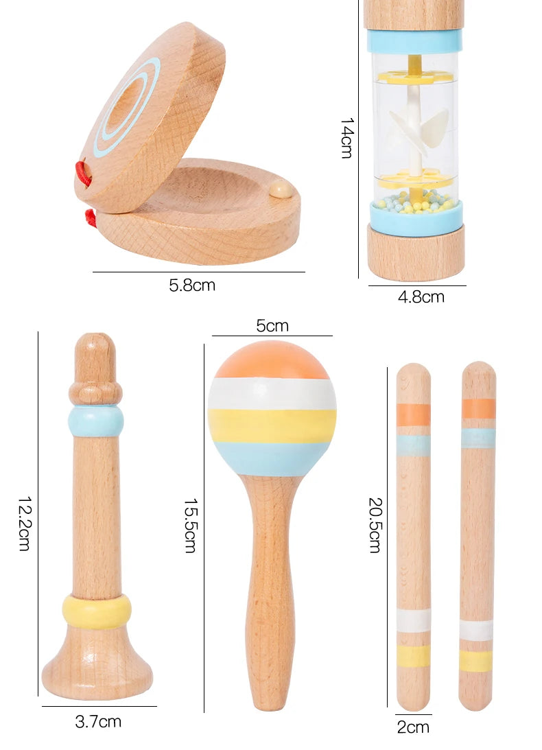 Wooden Musical Instrument Montessori Music Set Baby Children Percussion Instrument Toy Early Educational Knocking Toys for Kids