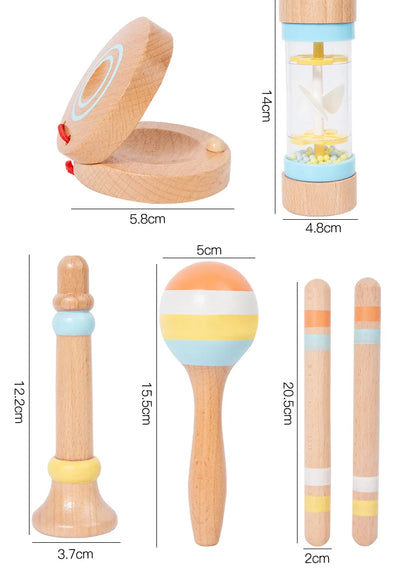 Wooden Musical Instrument Montessori Music Set Baby Children Percussion Instrument Toy Early Educational Knocking Toys for Kids