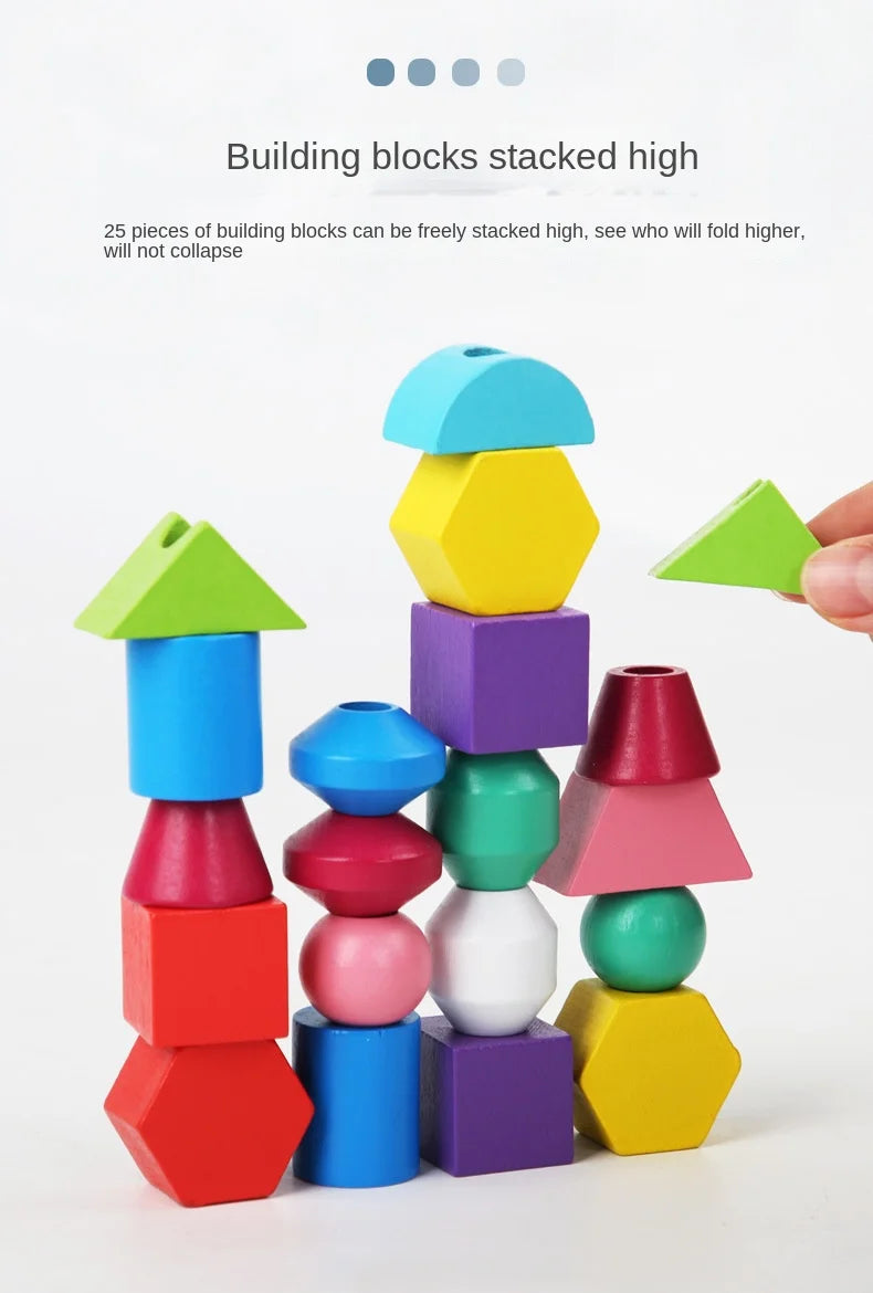 Montessori Holzspielzeug Farbform passendes Puzzlespiel Bunte Perlen Farbkognition Frühes Lernspielzeug Geschenk für Kinder