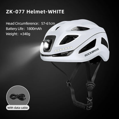 ROCKBROS Fahrrad Licht Helm Typ-C Lade Fahrradhelm Wiederaufladbare Einstellbare MTB Sicher Mountain Road Scooter Helm