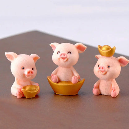 3-4 cm Harz Glück Schwein Figur Geld Piggy Statue DIY Miniatur Garten Tisch Ornament Auto Dashboard Puppen Für ohrring Schlüsselbund