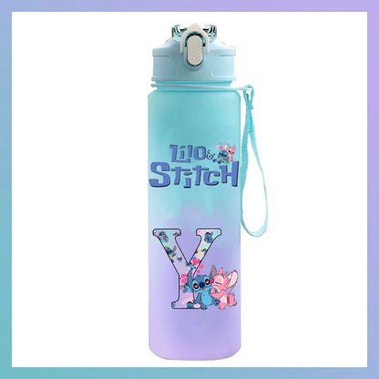750 ml Lilo Stitch Brief A-Z Gedruckt Wasser Flasche Große Kapazität Trinken Tragbare Anime Outdoor Sport Wasser Tasse KINDER geschenk Gym