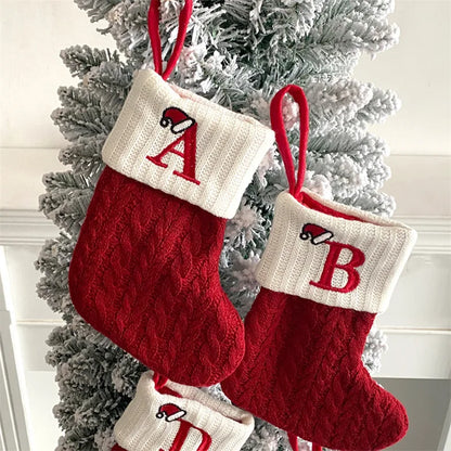 Weihnachtssocken, stricken, Schneeflocke, Buchstabenstrumpf, Weihnachtsdekoration für Zuhause, 2024, Weihnachtsbaumschmuck, Geschenk, Navidad Natal 2025