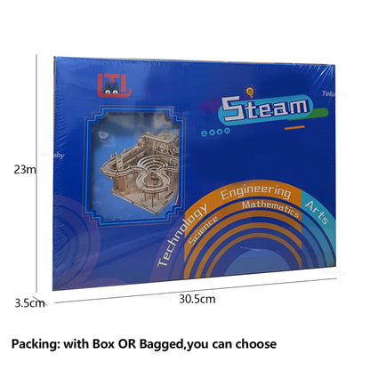 3D-Holzpuzzle zum Selbermachen, mechanisch, manuell, Modellbausätze, Spielzeug, Marmor-Lauf-Set mit 4 Kugeln, für Erwachsene und Kinder, Geschenke