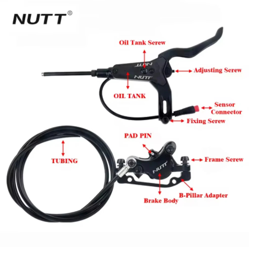 NUTT 2 Kolben Elektrofahrrad Hydraulische Bremsen 140 160 180 mm Rotor für Zero 10X 11X KUGOO G1 G2 Pro Elektroroller Bremssatz