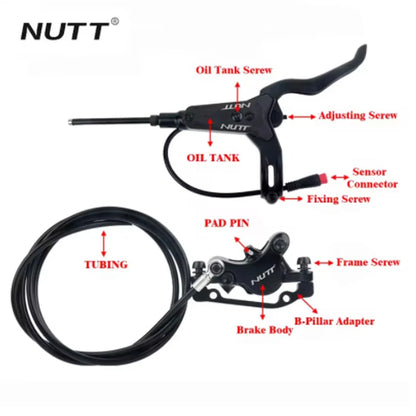 NUTT 2 Kolben Elektrofahrrad Hydraulische Bremsen 140 160 180 mm Rotor für Zero 10X 11X KUGOO G1 G2 Pro Elektroroller Bremssatz