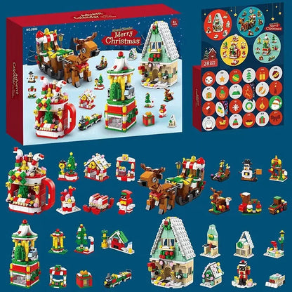 Weihnachten Adventskalender Geschenkbox DIY Weihnachtszug Jesus Ziegel Spielzeug 24 Tage Countdown Kalender Box Überraschung Weihnachtsgeschenk