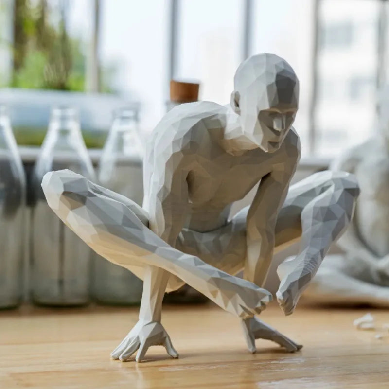 3D-gedruckte meditierende Mannfigur, minimalistische Heimdekoration, Statue für Wohnzimmer, Desktop-Ornament, einzigartiger spiritueller Dekor-Akzent
