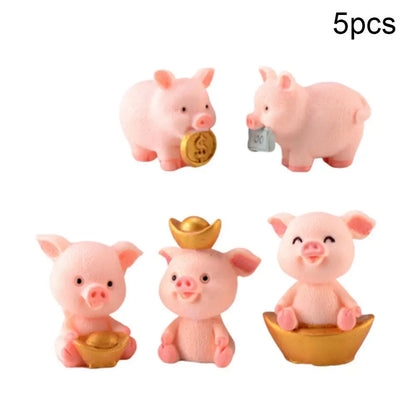 Niedliche Verzierung Harz Miniatur Geld Glück Schwein Figur Statue DIY Tisch Auto Armaturen brett Puppen für Ohrring Schlüssel bund Schmuck herstellung