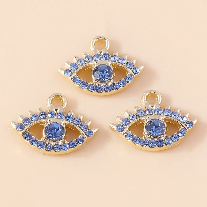 10 Stück Mixed Crystal Evil Eye Charms Türkische Lucky Blue Eye Charms Anhänger Anschlüsse für Armband Ohrringe Halskette DIY Schmuck