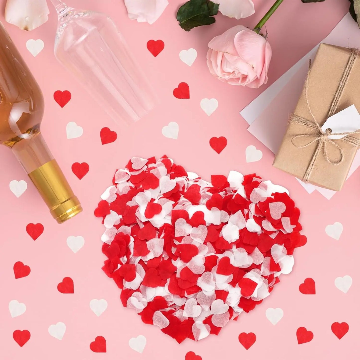 1000–5000 Stück Valentinstag-Papierkonfetti, rotes Herz, Seidenpapier, Party-Dekoration zum Füllen von Ballon, Hochzeit, handgehaltenes Wurfkonfett