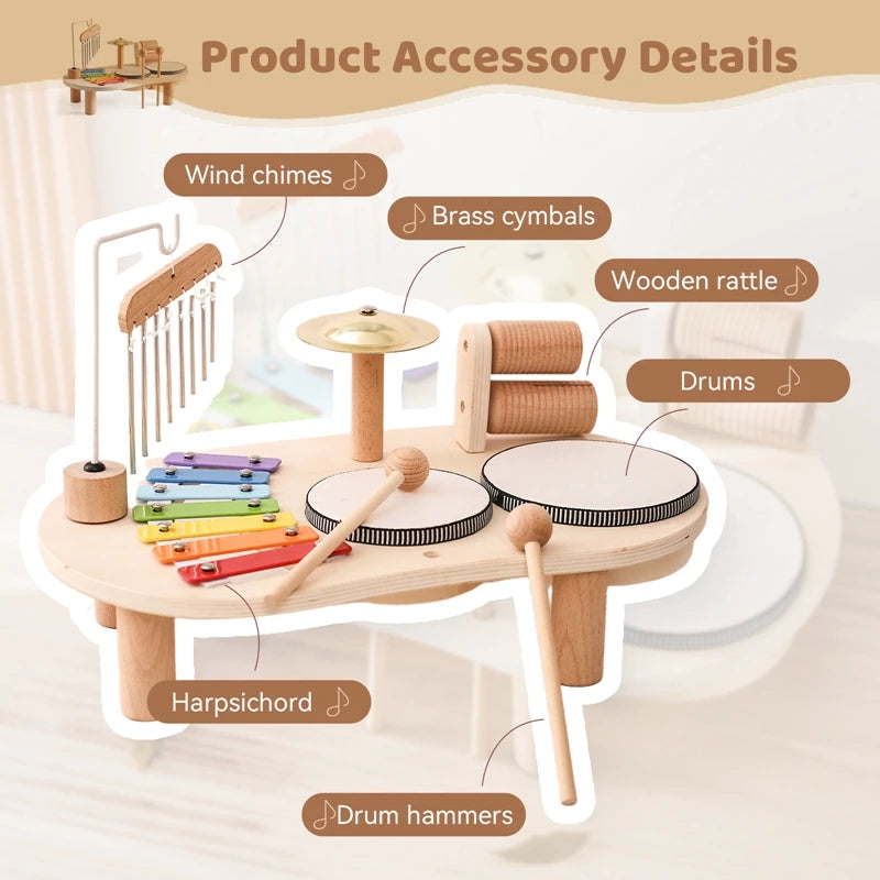 Baby Holz Montessori Spielzeug Bandstand Modell Abnehmbare Set Mobile Trommel Kinder Puzzle Lernen Spielzeug Für Neugeborene Geburtstag Geschenk