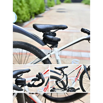 Motorrad-Kettenschloss, Diebstahlschutz für Elektrofahrzeuge, 5-stelliger Code, Kombination, Sicherheitsschloss, Halterung, Fahrrad-Eisen-Kettenschloss