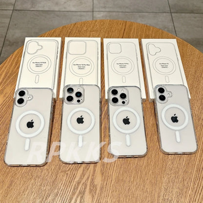 Transparent Für Magsafe Magnetische Drahtlose Lade Fall Für iphone 11 12 13 14 15 16 17 Pro XS Max XR 16e 17 Air Harte Acryl Abdeckung