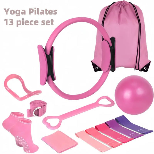 13-teiliges Yoga Circle Gym Set, einfarbiges PP, Dehn- und Kerntrainingsgerät, Fitnessgeräte für Bildhauerei und Flexibilität