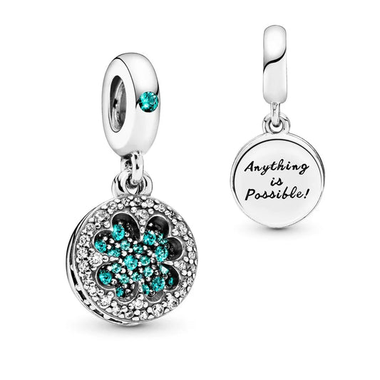 Glücksbringer mit vierblättrigem Kleeblatt, baumelnd, passend für Original-Pan-Armbänder, DIY-Frauen-Schmuck, Geschenke für Neujahr 2024