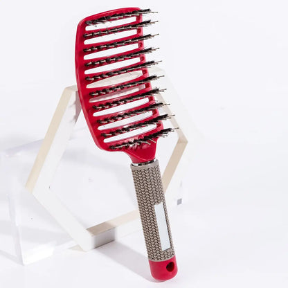 Haarbürste Kopfhaut Massage Kamm Haarbürste Wildschwein Borsten Nylon Frauen Nass Lockige Entwirren Haar Bürste Salon Friseur Styling Werkzeug