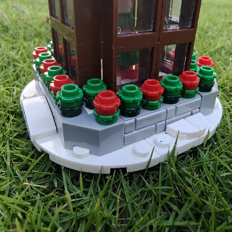 345PCS MOC Weihnachten Straße Uhr Turm Bausteine Stadt Platz Kalender Glocke Turm Architektur Ziegel Spielzeug Weihnachten Geschenk