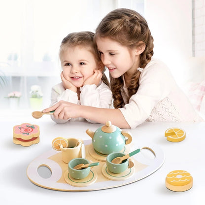 Mädchen Spielzeug Holz Nachmittag Tee Set kinder Spielzeug Küche Pretend Spielen Set Toaster Kaffeemaschine Eis Kinder Pädagogisches Spielzeug