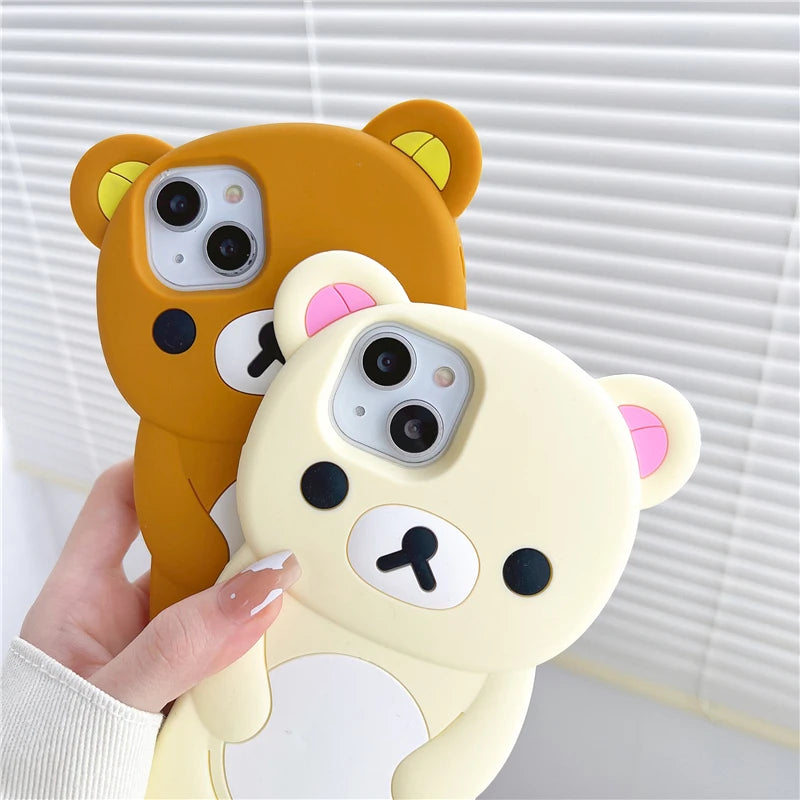 Für iPhone 17 16 15 14 13 12 11 Pro Plus Mini Max Xs XR 6 7 8 SE Silikon Rilakkuma Bär Soft Cover Case