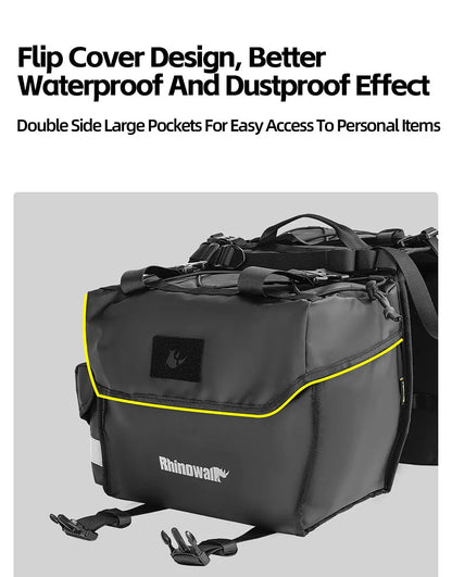 Rhinowalk Fahrrad-Gepäckträgertasche, 22/40/50 l, wasserdichte doppelseitige Fahrrad-Satteltasche mit innerer Stützplatte, erweiterbarer Aufbewahrungsgurt